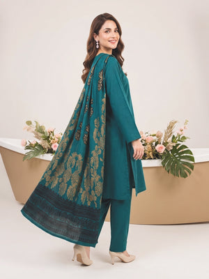 Tawakkal Julian Winter Leather-Peach Suit with Shawl D5901 Teal Green - alternate view