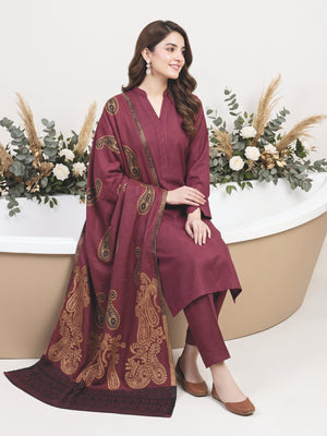 Tawakkal Julian Winter Leather-Peach Suit with Shawl D5903 Plum - alternate view