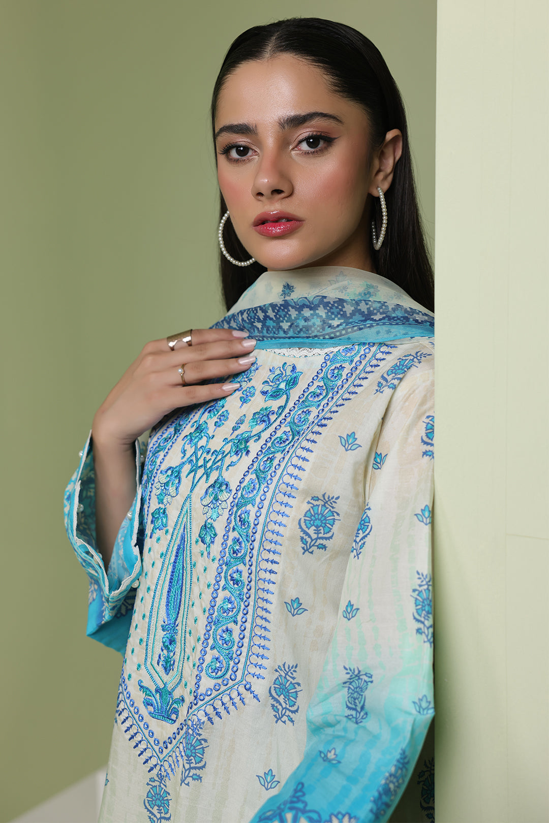Zellbury Unstitched Embroidered Lawn 2-Piece Suit - Turquoise
