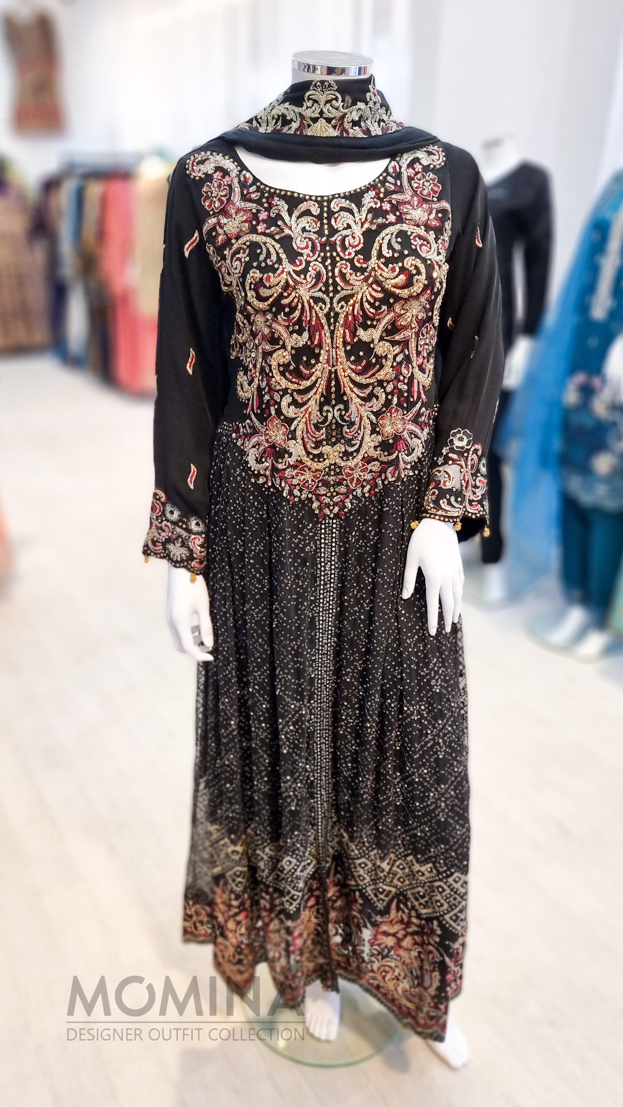 Black chiffon embroidered dress online