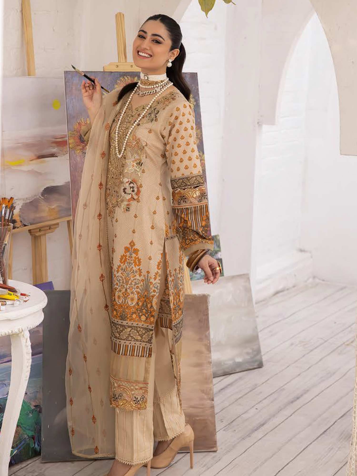 Ally's "Shamray" Mother-Daughter Tan Suit (AL-547)